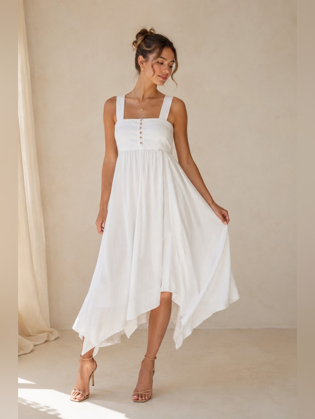 Pilcro Asymmetrical White Dress